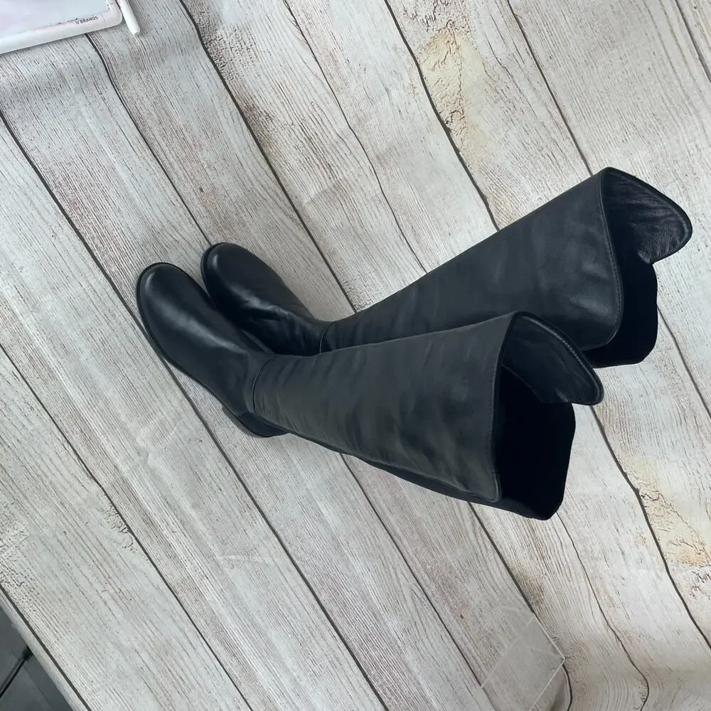 Stuart Weitzman 5050 Womens Sz 5M Over the Knee Boots Black Leather Suede